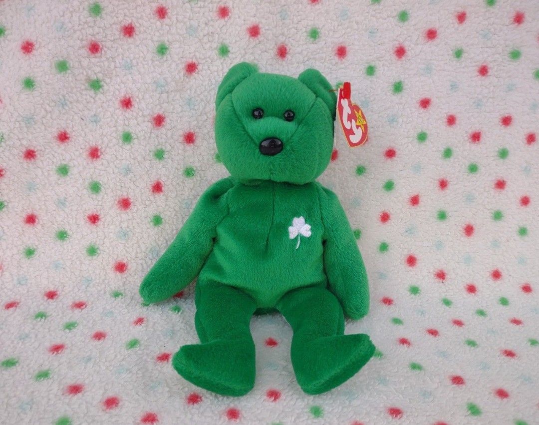 Ty Beanie Baby Bear ‘Erin’ 1997, Shamrock, St Patrick's Bear