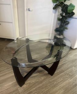 Solid Glass Oval Coffee Table