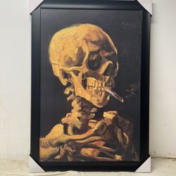 Skull of a Skeleton with Burning Cigarette Picture Frame