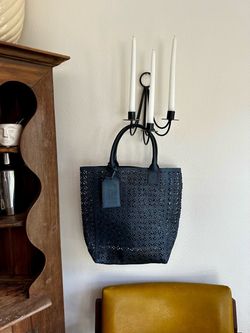 Tory Burch Lattice Tote Bag in Navy