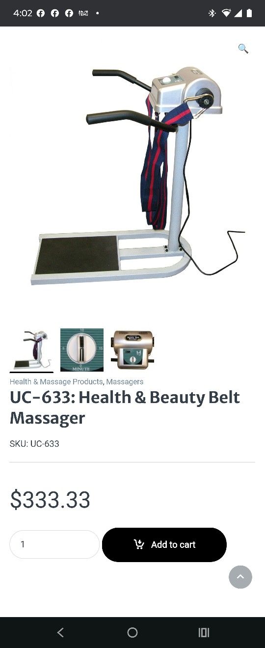 Used 2 Times Sunpentown SPT Health & Beauty Belt Massager - UC-633