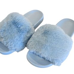 Faux Fur Crystal Slides… Beautiful… Super Comfy… 5 Colors & Sizes 6-10… Fast Shipping…