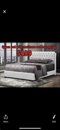 Queen bed with mattress and box spring