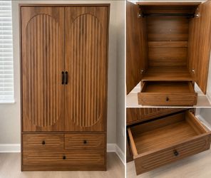 Modern Luxury Baby Wardrobe / Armoire – Walnut Wood Finish