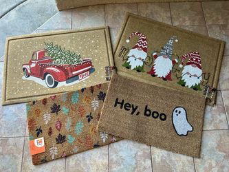 TWO Brand-New Holiday Welcome Doormats