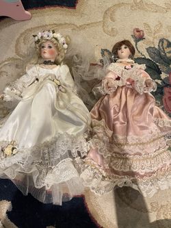 Antique Set Of Porcelain Dolls Handmade