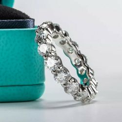 GENUINE 5 CT SILVER ETERNITY MOISSANITE BAND SIZE 8 

