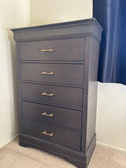 5-Drawer Tall Chest Dresser Dark Gray