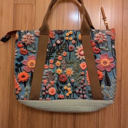 2 Patterned fabric Totebags Custom Hand Sewn