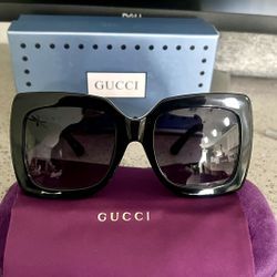 New Gucci GG0083s Oversized Square Women Black Sunglasses