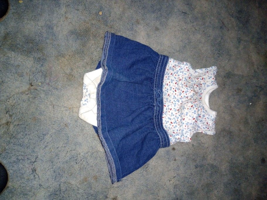 One Piece Outfit Baby Girl 6/9 Mo's Different Colors Design With Blue Just Skirt Attached