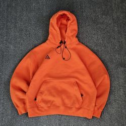 Nike ACG Men's Orange Pullover Hoodie Size Medium 