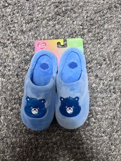Care Bears Women’s Blue Memory Foam Faux Fur Slip-On Slippers US 9.5 to 10.5