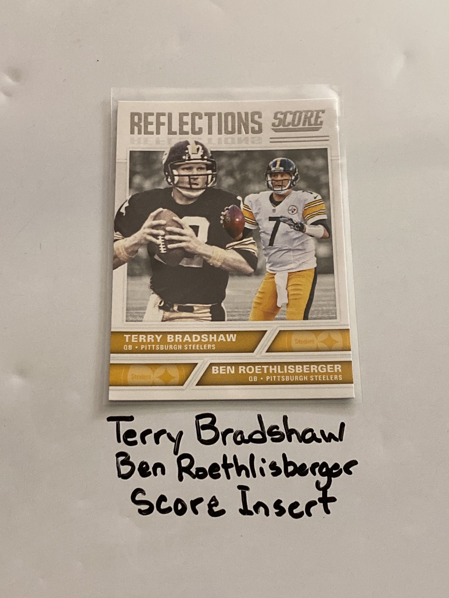 Terry Bradshaw Ben Roethlisberger Pittsburgh Steelers QBs Score Short Print Insert Card.