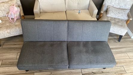 grey futon couch