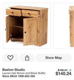 Baxton Studio Lauren Oak Brown and Black Buffet