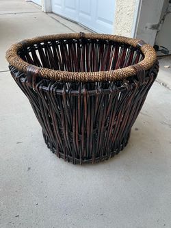 Large Dark Rattan Wicker Basket