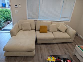 Beige Fabric Sectional Sofa