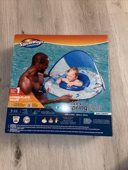 Swimways Sun Canopy Inflatable Baby Spring Float for Kids 9-24 Months, Shark Design