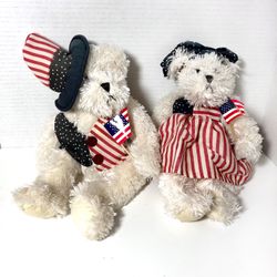 Vintage Oriental Trading Co. Patriotic Teddy Bear Boy and Girl Stuffed Plush