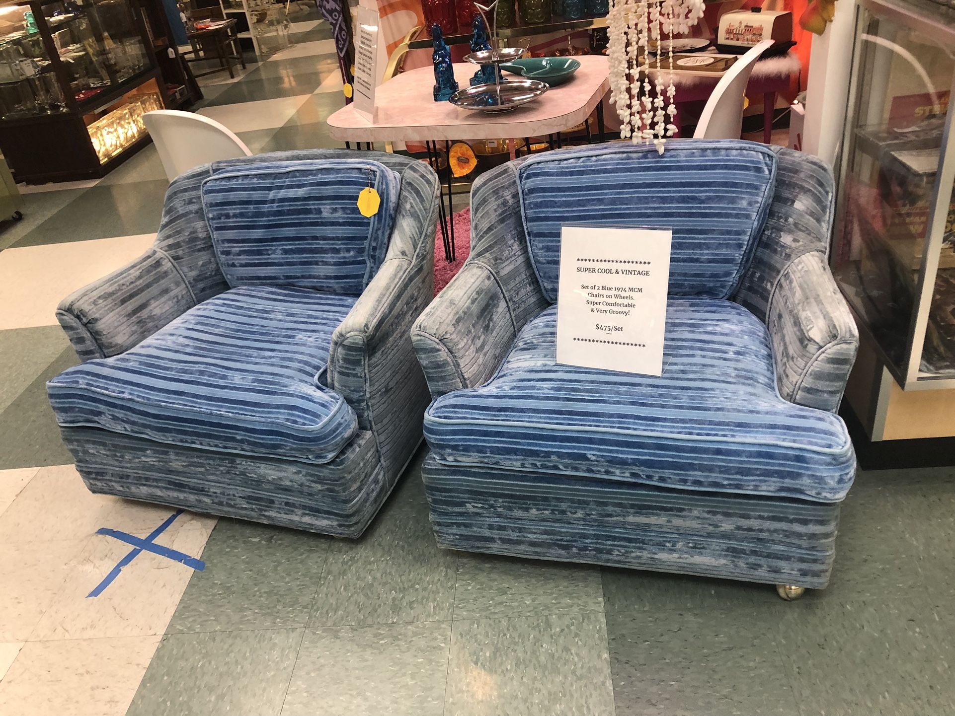 VINTAGE MID CENTURY BLUE CHAIRS