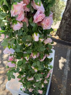 Artificial Pink Rose Vine Garland