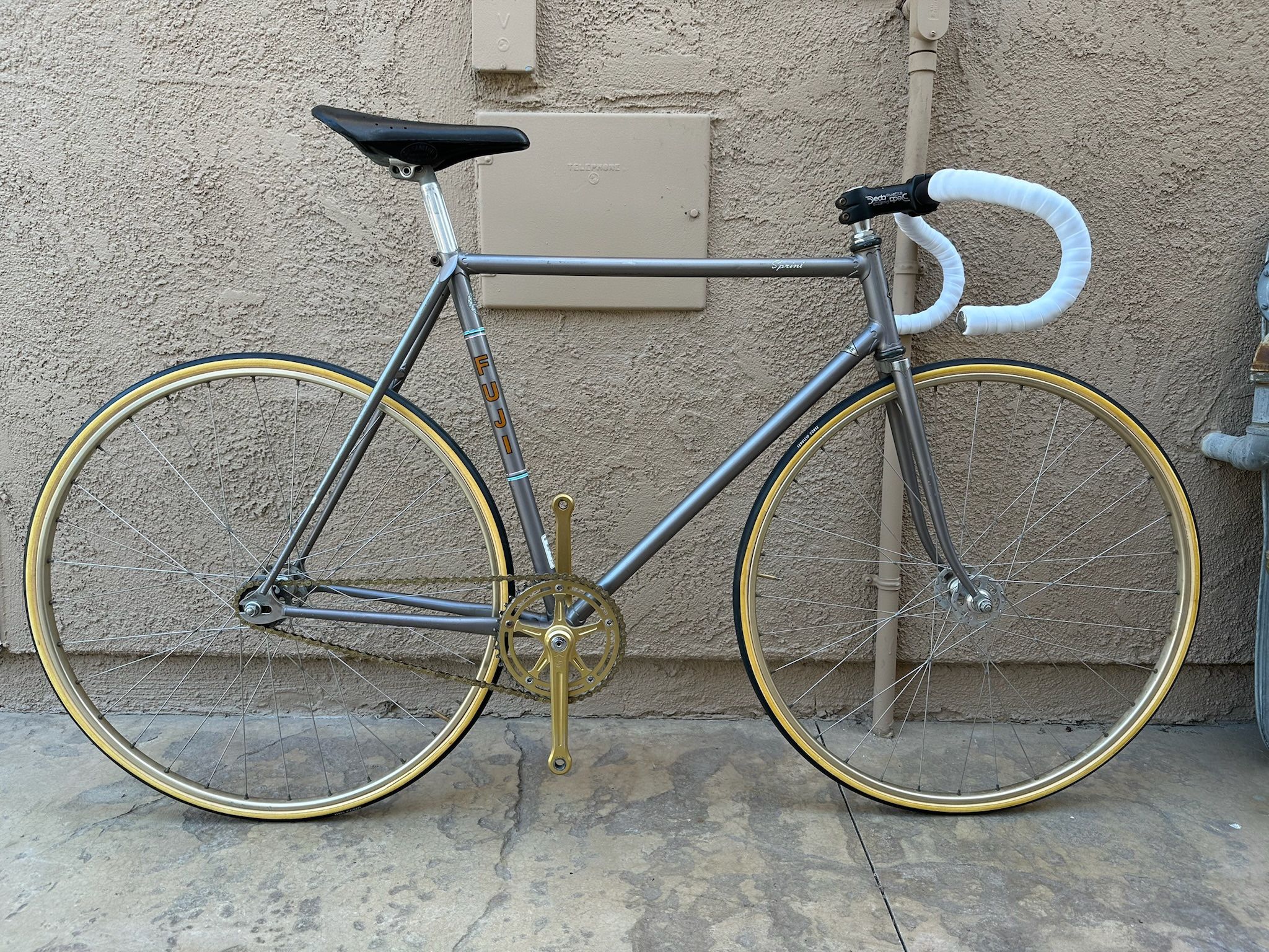 Fuji Sprint Campagnolo Pista Velodrome Bike Fixed Gear Super Rare Njs Gold Campy
