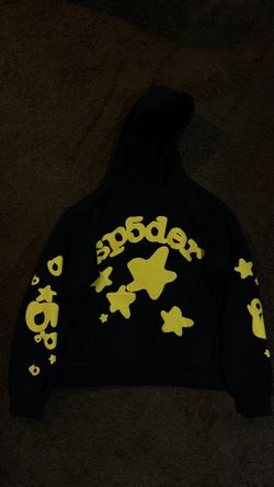 black & yellow sp5der hoodie