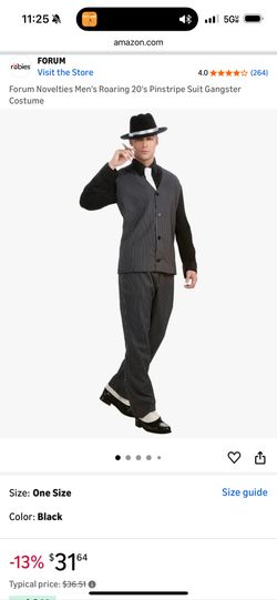 Men's Roaring 20's Pinstripe Suit Gangster Halloween Costume