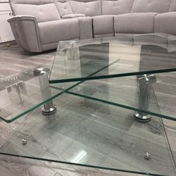 Modern Glass Coffee Table – 3-Tier, Chrome Base