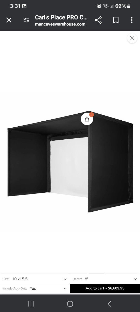 7×10  Golf Simulator Enclosure Kit with  Screen