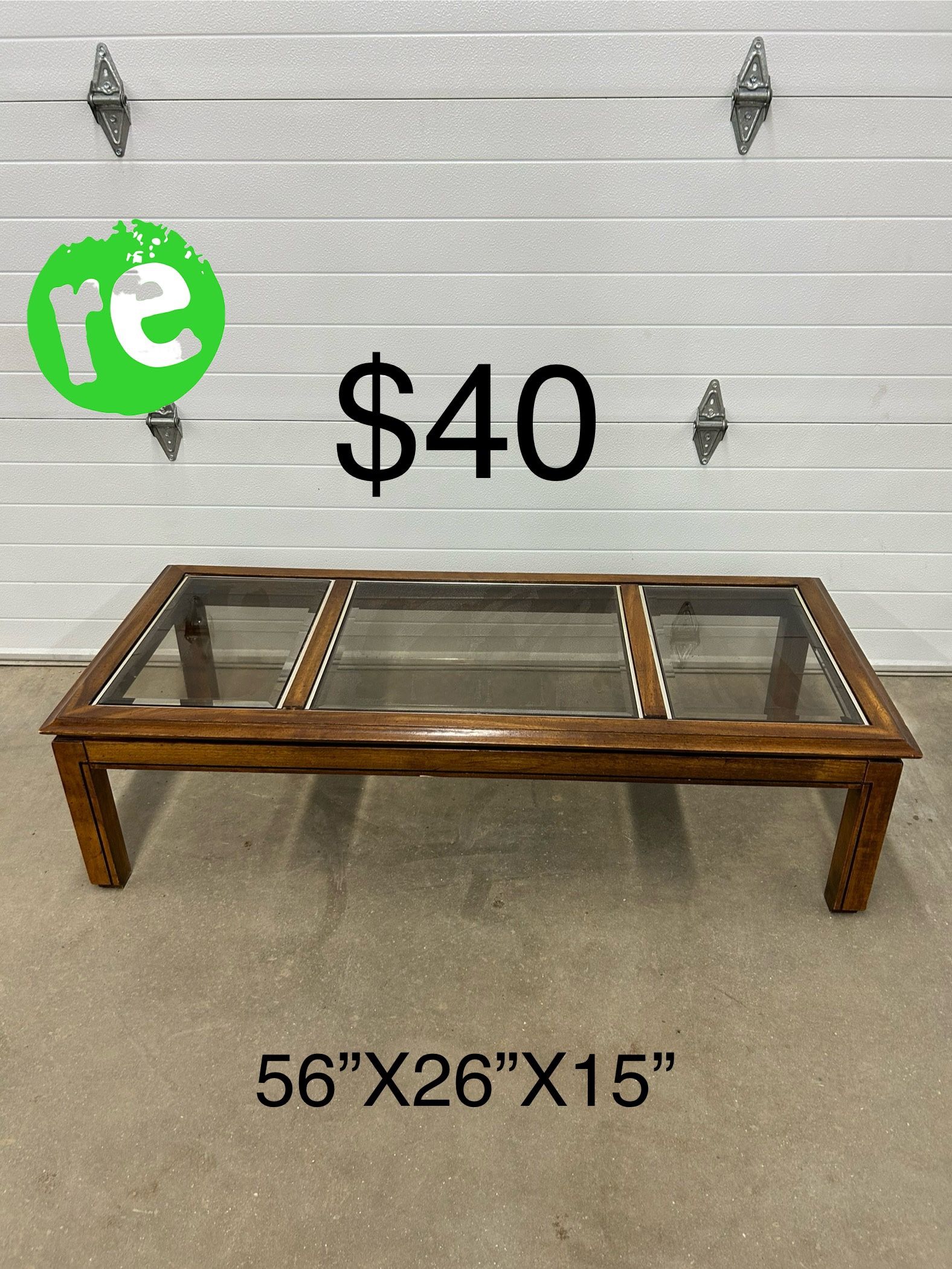 Large Rectangle 3 Smoked Glass Top Coffee/center Table