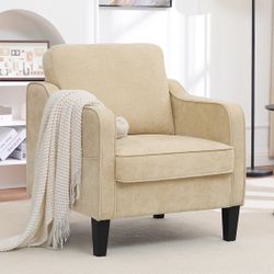 Accent Chair for Living Room, Mid Century Modern Reading Chair for Bedroom - Light Brown