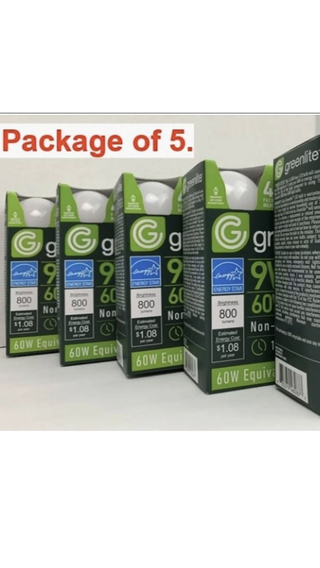 LED BULBS 9W LED 60W Equivalent 800, Package Of 5