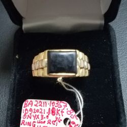 18k Yellow Gold Onyx 3.0ctw Men's Fashion Ring Size 12