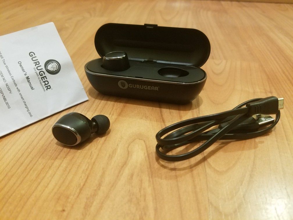 GuruGear TWS True Wireless Bluetooth Stereo Earbuds - Black