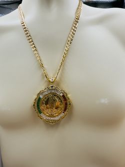 Mexican Centenario Pendant with 24" Necklace 14K Gold plated