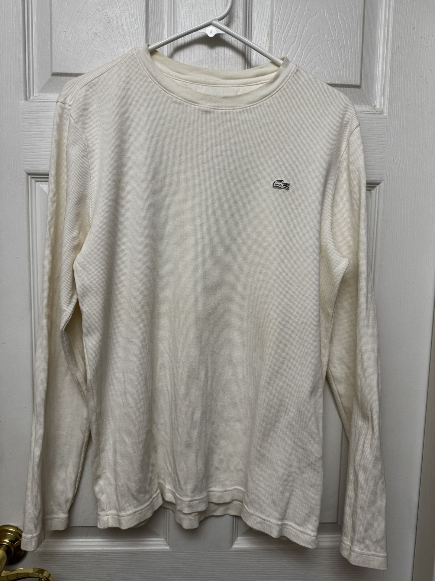 Vintage Ivory Men’s Lacoste Solid Croc Sweater Size M (4) GUC