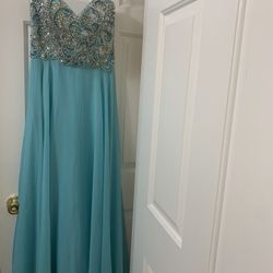 Tony Bowls Aqua Blue Ballgown  Dress
