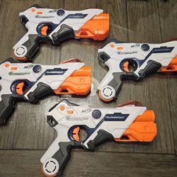 FOUR NERF LASER OPS PRO Laser Tag ALPHAPOINT WORKS  TESTED Tactical Game FUN Kids  4 Controllers Included!