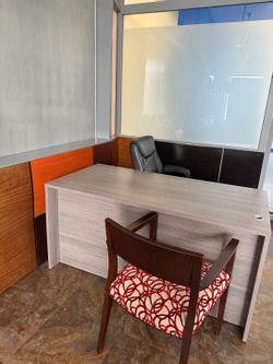 Modern Gray Wood Executive Office Desk
