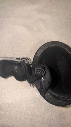 Snowboarding goggles and helmet