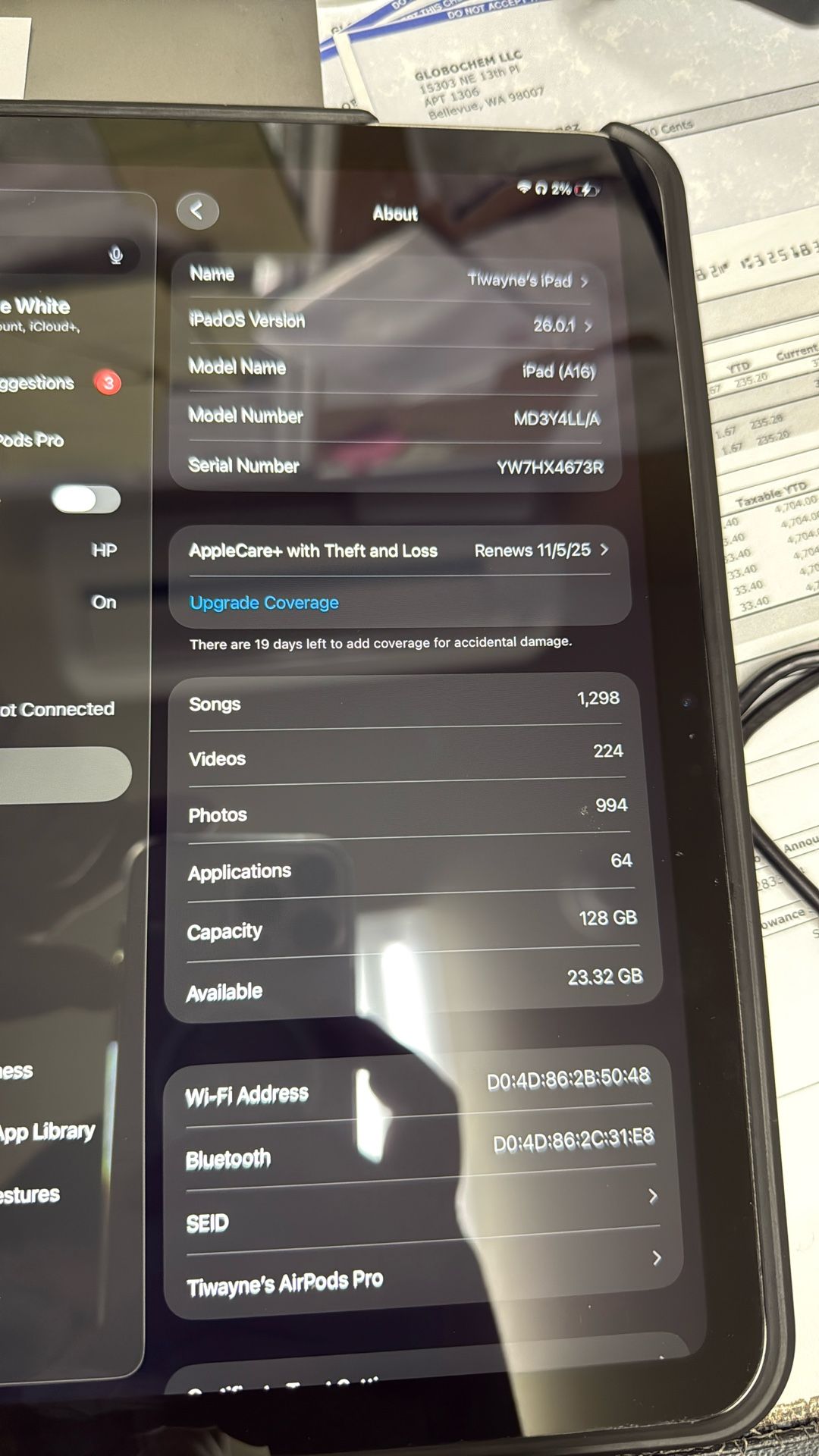 Ipad A16 11 Inch 128 Gb Wifi Only