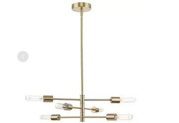 Progress Lighting Noda 60-Watt 6-Light Brushed Gold Shaded Pendant Light Contemporary