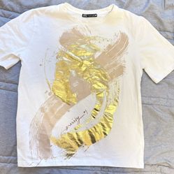 Zara: NEW Golden Foil PRINT T-SHIRT, S. 