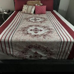 Queen Bed Frame + Box Spring + Mattress (Full Set!)