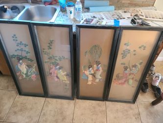 Asian 4-panel Wall Decoration Set