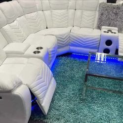 Sofá-Seccional Reclinable Blanco ⭐️ Recliner Sectional Sofa White 