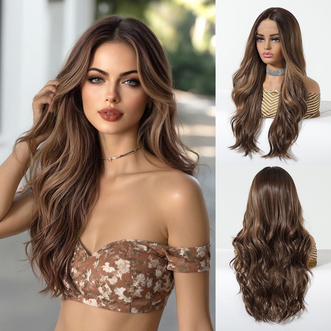 Luxurious 13x6 Blowout Lace Front Synthetic Wig in Natural Brown