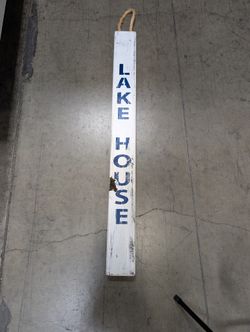 Rustic Lake House Wooden Wall Decor Sign with Rope Hanger